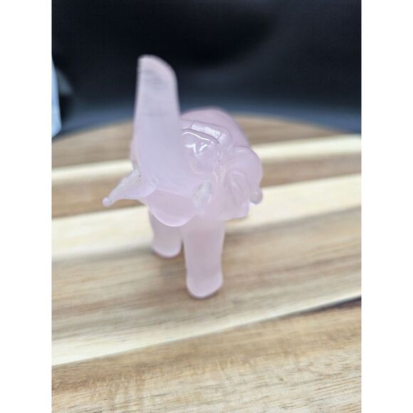 Rose Quartz Gemstone Carving Elephant, Trunk Up, READ DESCRIPTION - Picture 2 of 14